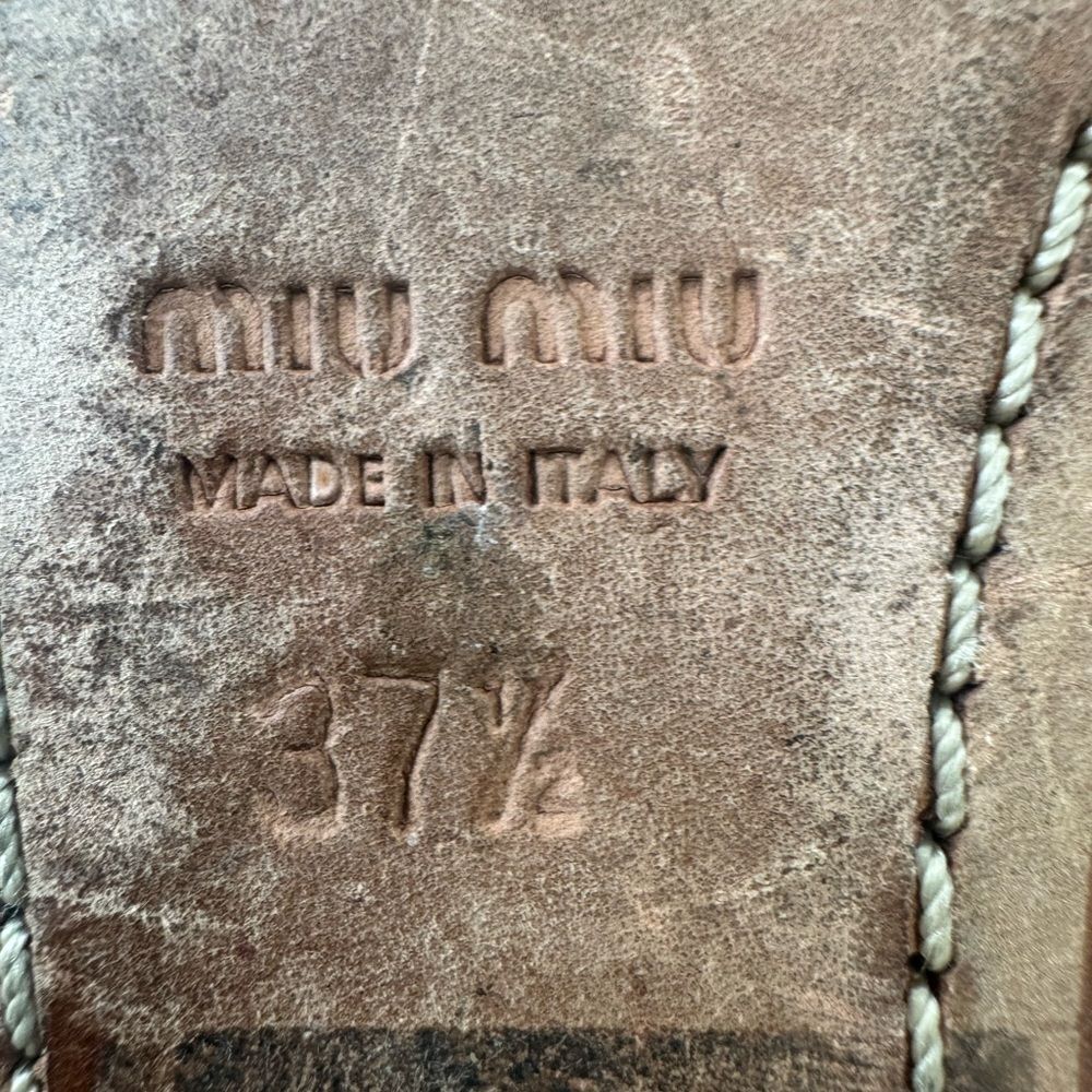 *Miu Miu* 37.5 Blush Peach-Pink Ballet Flats Leather Loafers - Picture 8 of 12
